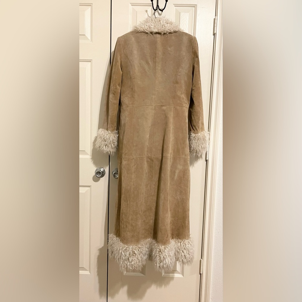 Vintage Penny Lane Leather Coat Faux Fur Giacca M - Picture 2 of 11